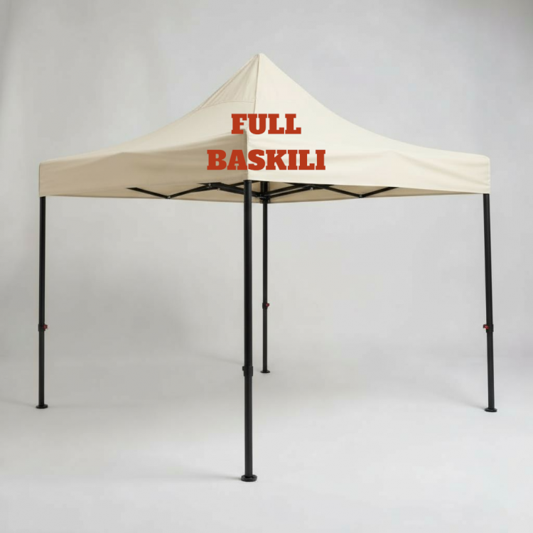 Gazebo Portatif Çadır Katlanabilir Tente 3x3 m | 40 mm Siyah Çelik | Full Baskılı