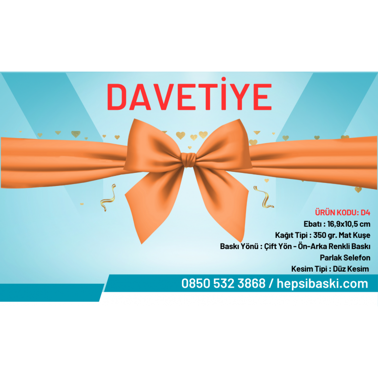 Davetiye 16,9x10,5 cm