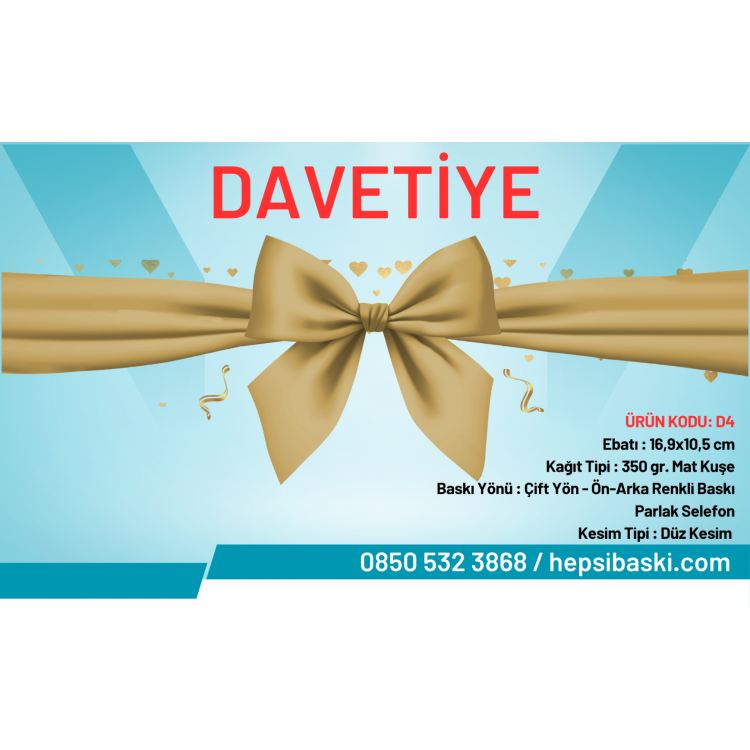 Davetiye 16,9x10,5 cm