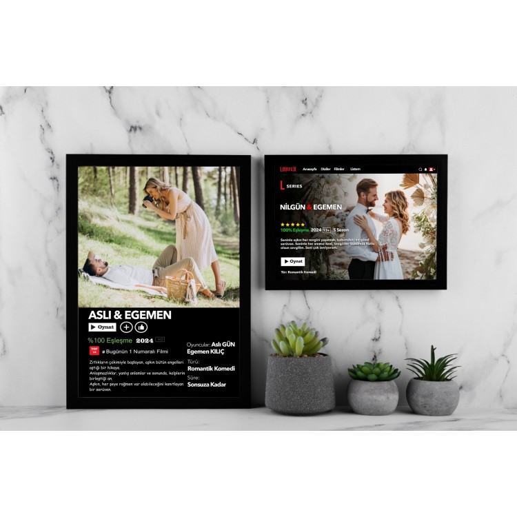 Kişiye Özel Dizi/Film Tablosu - Loveflix  Aşk Tasarımlı Film Tablosu 