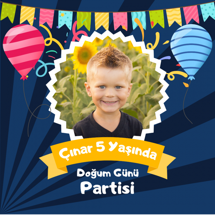 Renkli Modern Doğum Günü Parti Afişi 100x100 cm