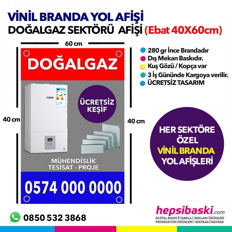 40X60 CM YOL AFİŞİ VİNİL BRANDA (25 ADET)